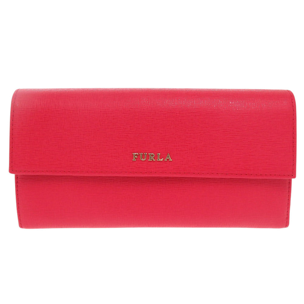 新品同様 フルラ 2つ折り L字ファスナー レザー レッド 長財布 赤 1864【中古】Furla