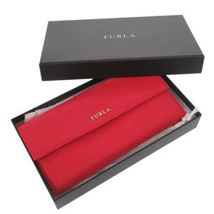 新品同様 フルラ 2つ折り L字ファスナー レザー レッド 長財布 赤 1864【中古】Furla
