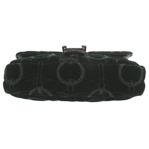美品 ロンシャン アマゾーヌ ベロア ダークグリーン ショルダーバッグ 緑 1912【中古】Longchamp