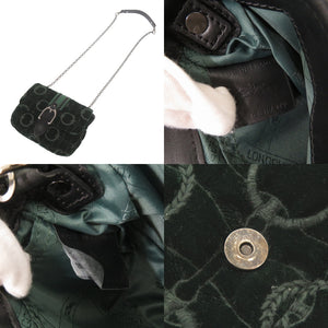 美品 ロンシャン アマゾーヌ ベロア ダークグリーン ショルダーバッグ 緑 1912【中古】Longchamp