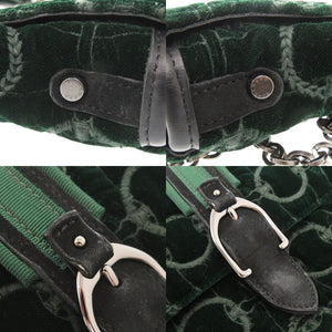 美品 ロンシャン アマゾーヌ ベロア ダークグリーン ショルダーバッグ 緑 1912【中古】Longchamp