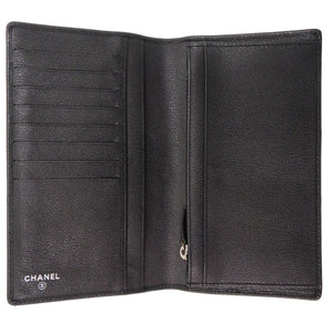 美品 シャネル カメリア 13番台 レザー ブラック ココマーク 長財布 黒 1938【中古】CHANEL