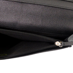 美品 シャネル カメリア 13番台 レザー ブラック ココマーク 長財布 黒 1938【中古】CHANEL