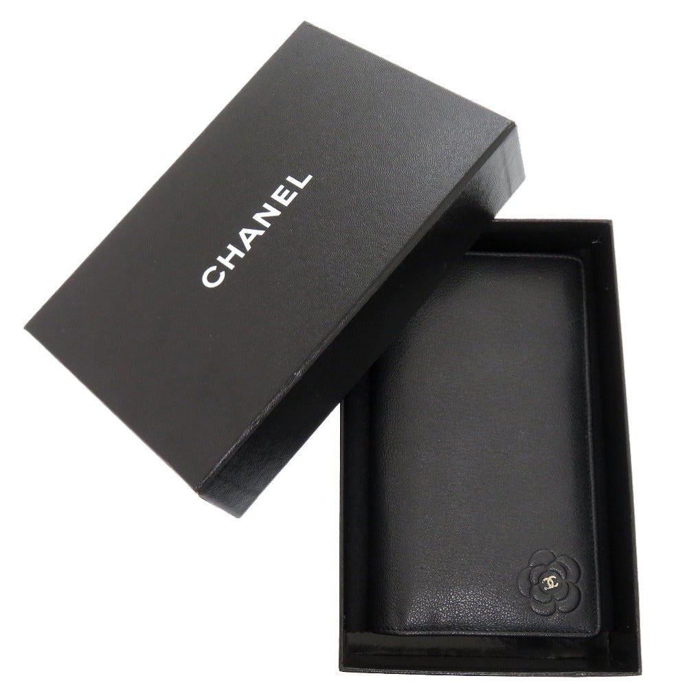 美品 シャネル カメリア 13番台 レザー ブラック ココマーク 長財布 黒 1938【中古】CHANEL