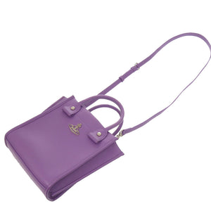 新品同様 ヴィヴィアンウエストウッド 2way TEDDY SMALL TOTE CROSSBODY レザー パープル ショルダーバッグ 紫 1957【中古】Vivienne Westwood