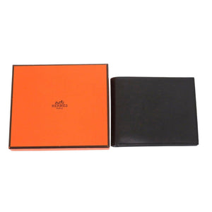 美品 エルメス シチズンツイル コンパクト ヴォーエバーグレイン ブラック W刻印(2024年製) 二つ折り財布 黒 1959【中古】HERMES