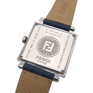 美品 フェンディ クアドロ 60500G クオーツ 腕時計 SS/型押しレザー ネイビー 1969【中古】FENDI メンズ