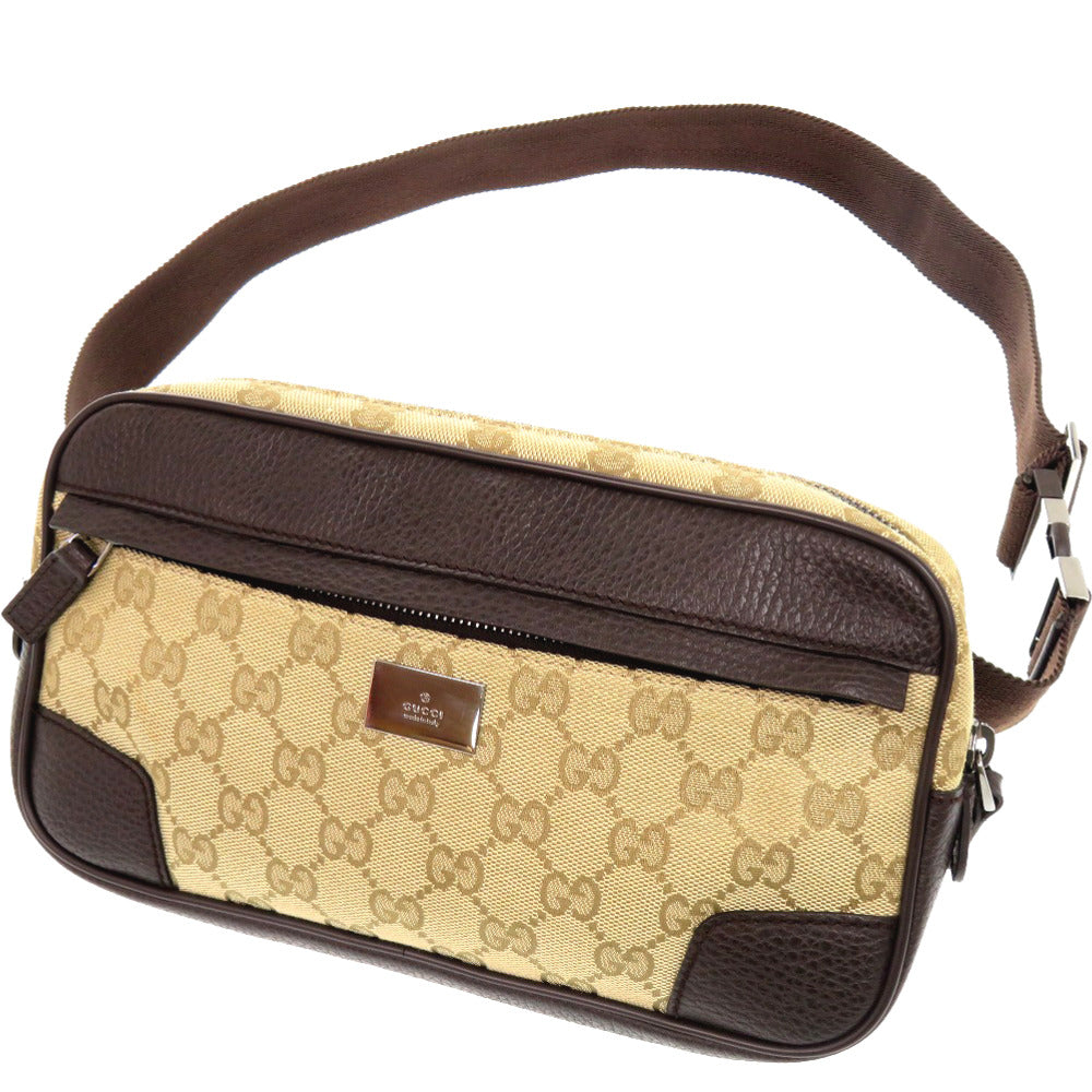 美品 グッチ GGキャンバス ベージュ ブラウン 336672 ボディバッグ 0021【中古】GUCCI メンズ