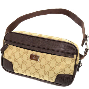 美品 グッチ GGキャンバス ベージュ ブラウン 336672 ボディバッグ 0021【中古】GUCCI メンズ