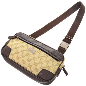 美品 グッチ GGキャンバス ベージュ ブラウン 336672 ボディバッグ 0021【中古】GUCCI メンズ