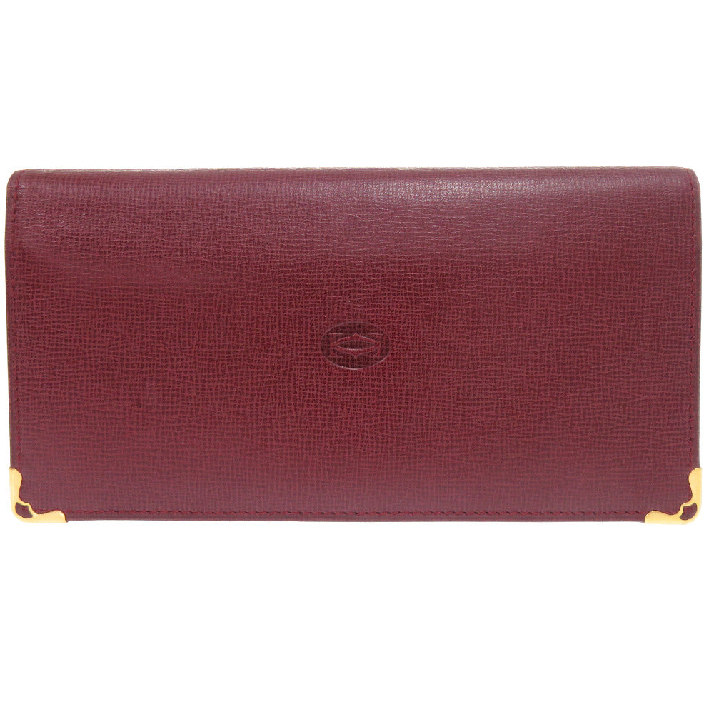 美品 カルティエ マスト ドゥ カルティエ レザー 長財布 ボルドー 0024【中古】CARTIER メンズ