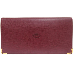 美品 カルティエ マスト ドゥ カルティエ レザー 長財布 ボルドー 0024【中古】CARTIER メンズ