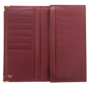 美品 カルティエ マスト ドゥ カルティエ レザー 長財布 ボルドー 0024【中古】CARTIER メンズ