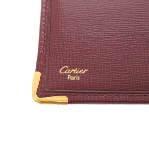 美品 カルティエ マスト ドゥ カルティエ レザー 長財布 ボルドー 0024【中古】CARTIER メンズ
