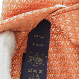 未使用 ルイ ヴィトン ダイヤモンドブイ 8CM M75997 シルク オレンジ ネクタイ LV 0032【中古】LOUIS VUITTON メンズ