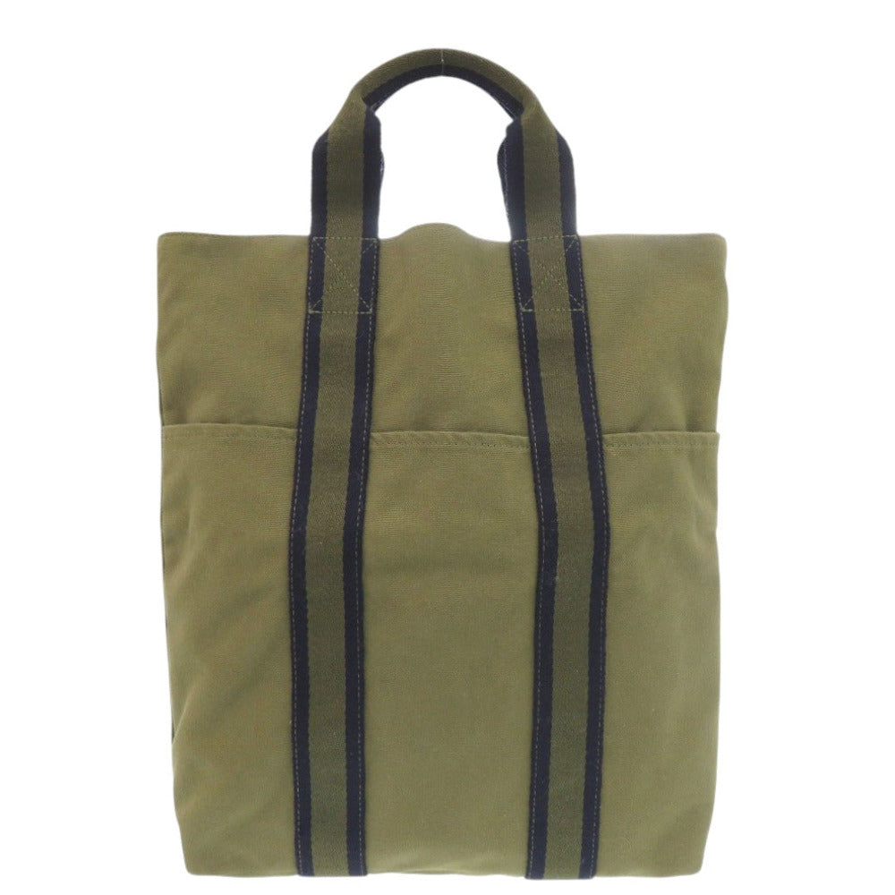 美品 エルメス フールトゥ カバス コットン カーキ トートバッグ 0036【中古】HERMES