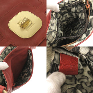 美品 ロンシャン レザー レッド ショルダーバッグ 赤 0037【中古】Longchamp
