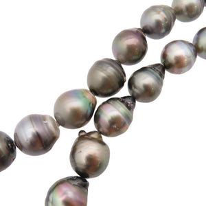 美品 6~10mm タヒチ バロックパール ピーコック ネックレス パール/シルバー ブラック 0053【中古】