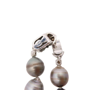 美品 6~10mm タヒチ バロックパール ピーコック ネックレス パール/シルバー ブラック 0053【中古】