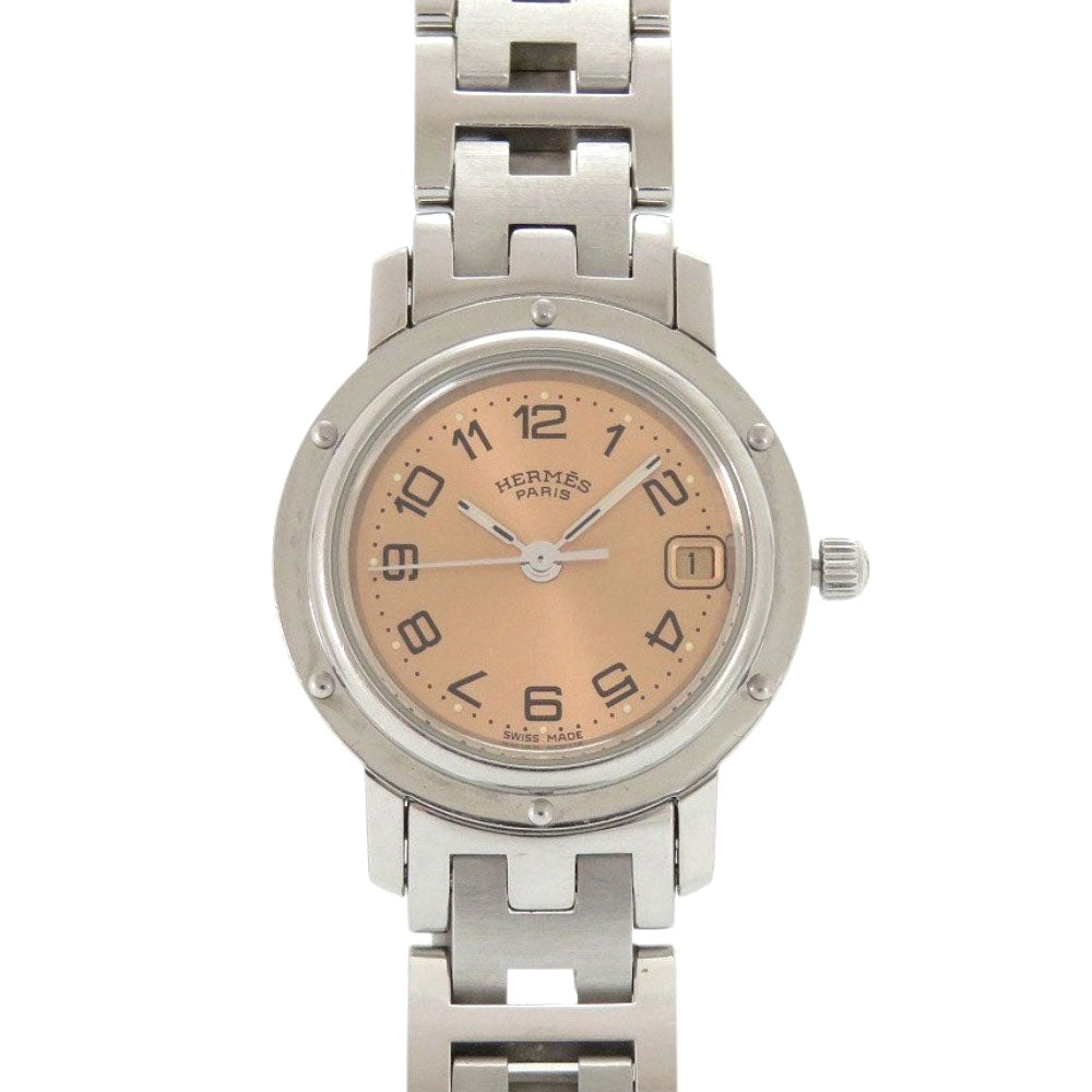 エルメス クリッパー CL4.210 SS ピンク クオーツ 腕時計 0054【中古】HERMES