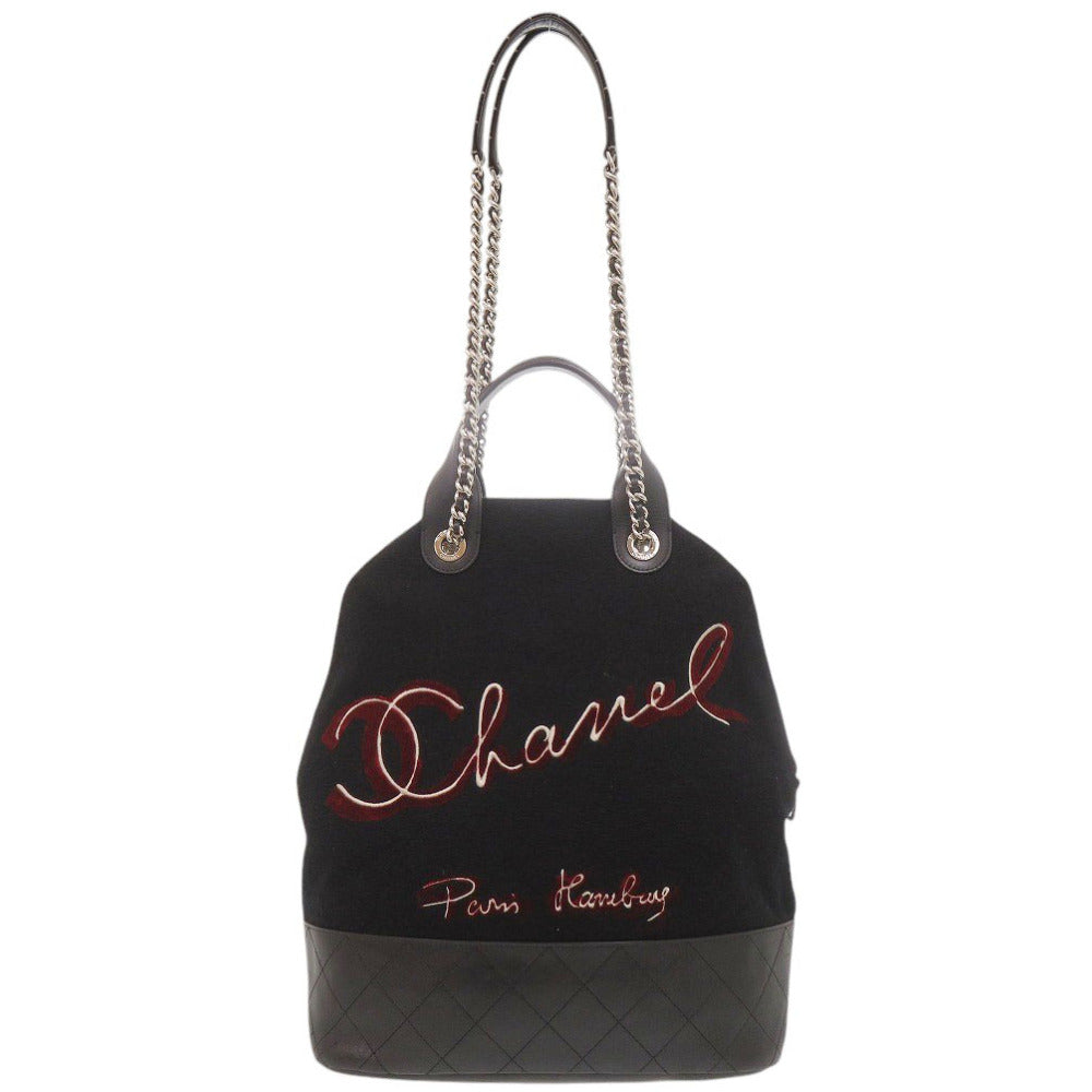 美品 シャネル エンブロイダリー 2WAY ウール/レザー ブラック 26番台 ショルダーバッグ 黒 0058【中古】CHANEL