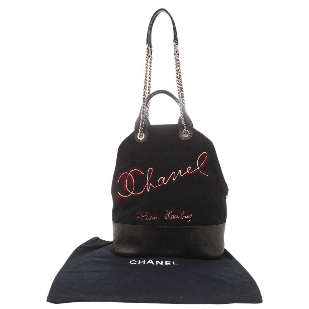 美品 シャネル エンブロイダリー 2WAY ウール/レザー ブラック 26番台 ショルダーバッグ 黒 0058【中古】CHANEL