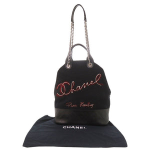 美品 シャネル エンブロイダリー 2WAY ウール/レザー ブラック 26番台 ショルダーバッグ 黒 0058【中古】CHANEL