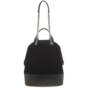 美品 シャネル エンブロイダリー 2WAY ウール/レザー ブラック 26番台 ショルダーバッグ 黒 0058【中古】CHANEL