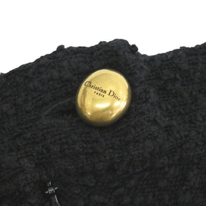 美品 クリスチャンディオール ツイード コットン ウール サイズ34 ブラック ミニスカート 黒 0060【中古】Christian Dior