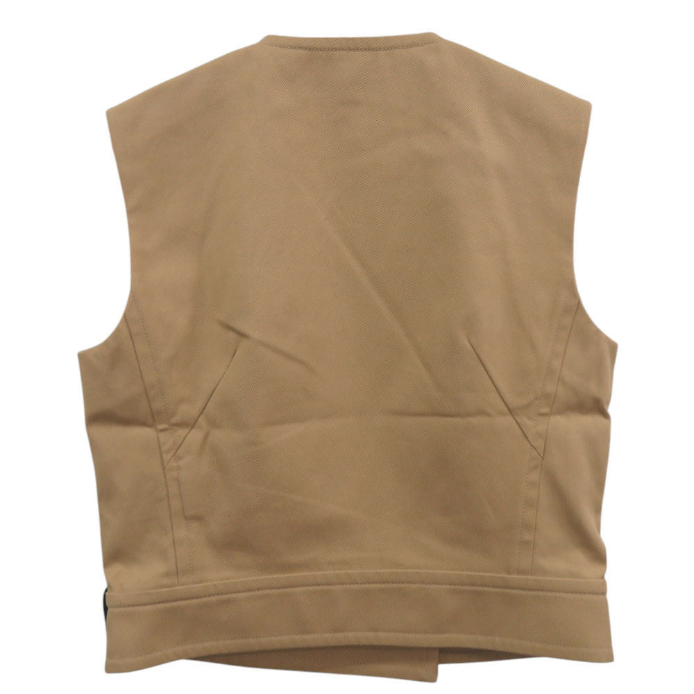 新品同様 ルイ ヴィトン モノグラムパーツ ダブルブレステッド ギャバジンベスト サイズ34 RW242WW UN9 FRBL37 コットン ベージュ LV 0070【中古】LOUIS VUITTON