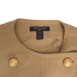 新品同様 ルイ ヴィトン モノグラムパーツ ダブルブレステッド ギャバジンベスト サイズ34 RW242WW UN9 FRBL37 コットン ベージュ LV 0070【中古】LOUIS VUITTON
