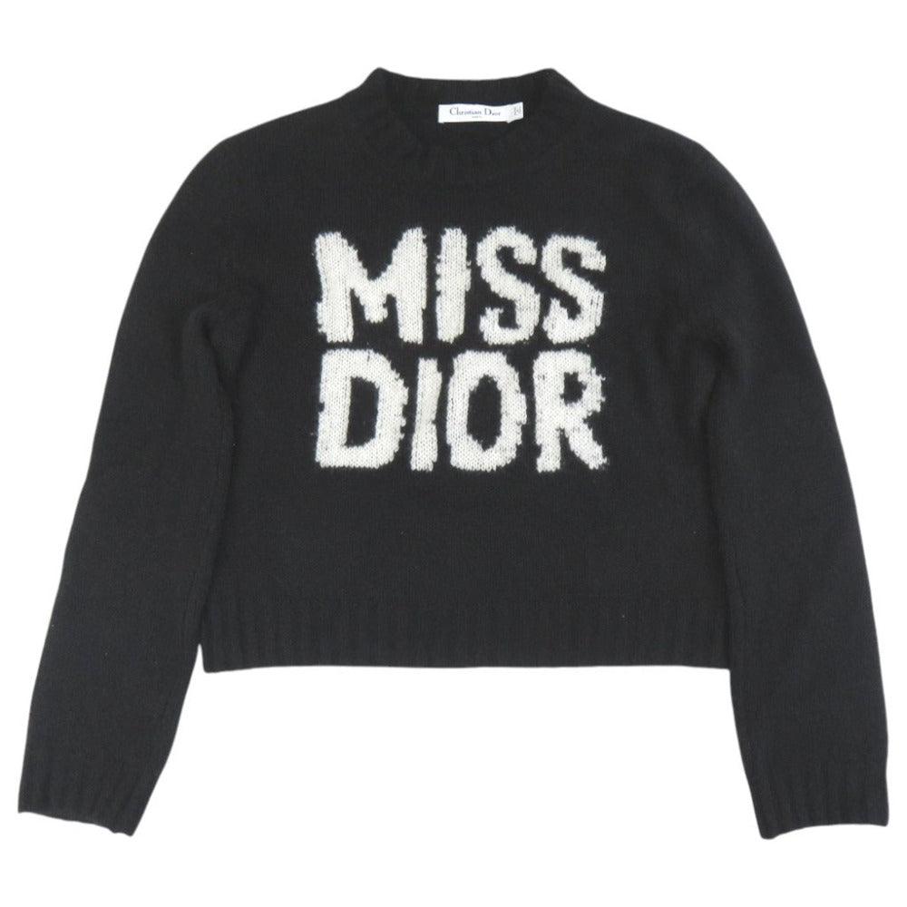 クリスチャンディオール MISS DIOR GRAFFITI サイズ34 カシミヤ シルク ブラック セーター ニット 黒 0071【中古】Christian Dior