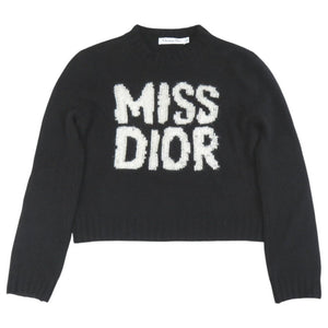クリスチャンディオール MISS DIOR GRAFFITI サイズ34 カシミヤ シルク ブラック セーター ニット 黒 0071【中古】Christian Dior