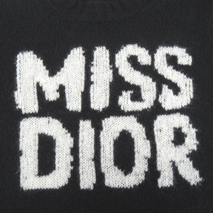 クリスチャンディオール MISS DIOR GRAFFITI サイズ34 カシミヤ シルク ブラック セーター ニット 黒 0071【中古】Christian Dior