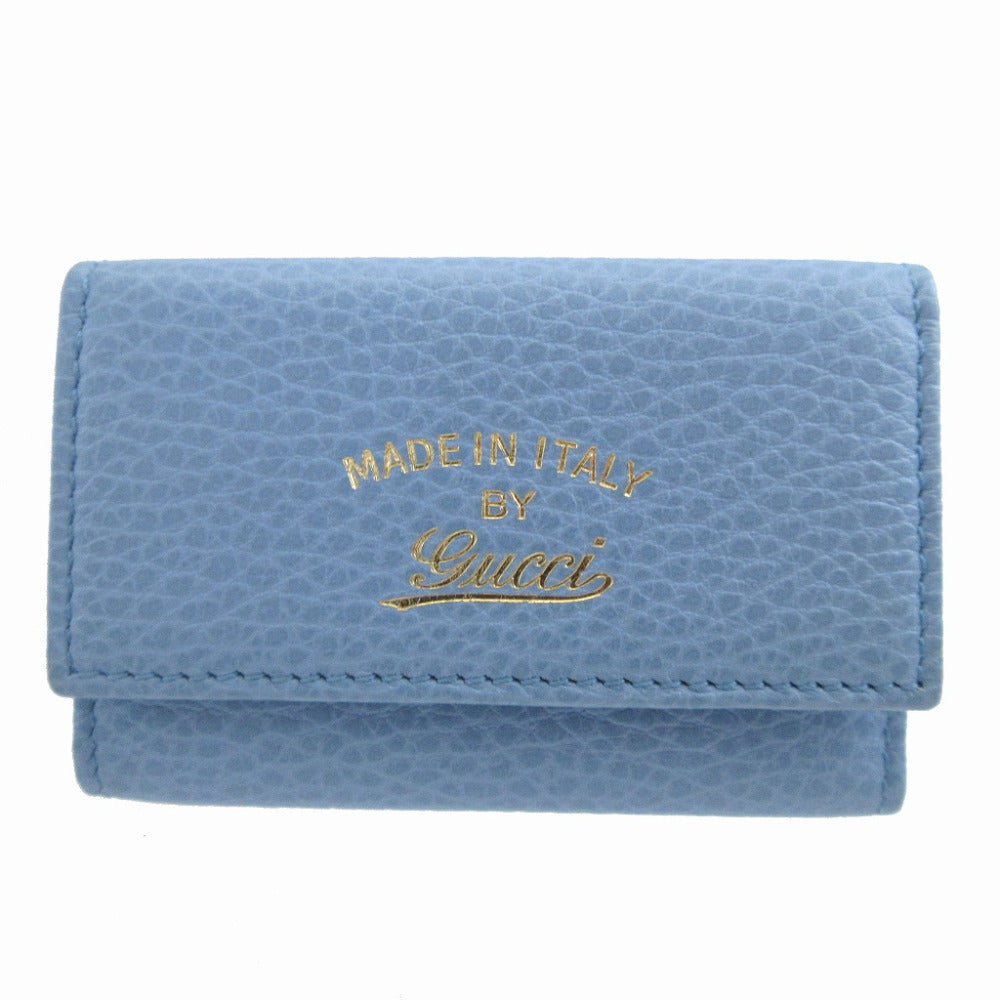 新品同様 グッチ スウィング 354499 レザー 水色 6連 キーケース 0074【中古】GUCCI