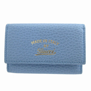 新品同様 グッチ スウィング 354499 レザー 水色 6連 キーケース 0074【中古】GUCCI