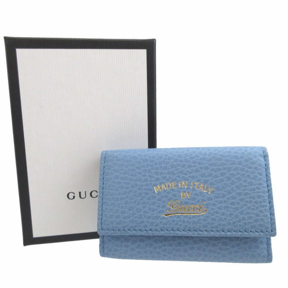 新品同様 グッチ スウィング 354499 レザー 水色 6連 キーケース 0074【中古】GUCCI