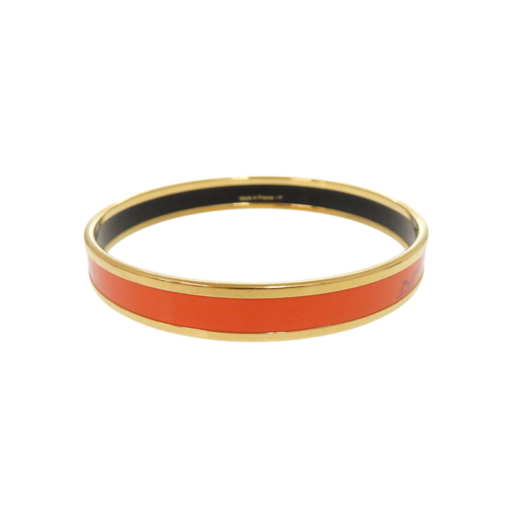 美品 エルメス エマイユ メタル 七宝焼き カレーシュ バングル オレンジ 0075【中古】HERMES