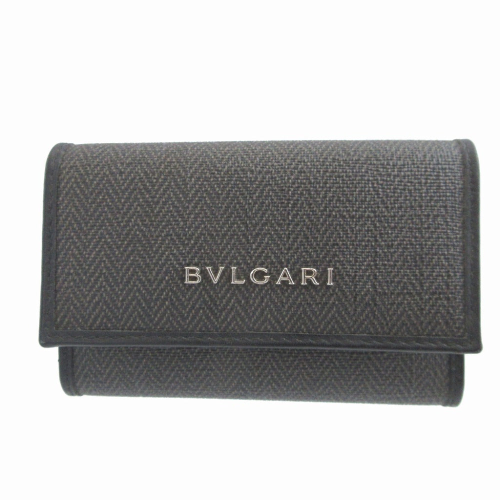 美品 ブルガリ ウィークエンド コーティングキャンバス グレー ブラック 黒 6連 キーケース 0078【中古】BVLGARI