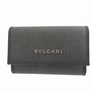 美品 ブルガリ ウィークエンド コーティングキャンバス グレー ブラック 黒 6連 キーケース 0078【中古】BVLGARI