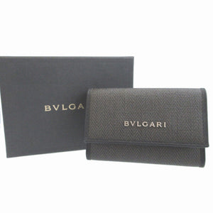 美品 ブルガリ ウィークエンド コーティングキャンバス グレー ブラック 黒 6連 キーケース 0078【中古】BVLGARI