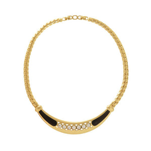 美品 クリスチャンディオール ヴィンテージ チョーカー ネックレス ストーン メタル ゴールド 0080【中古】Christian Dior
