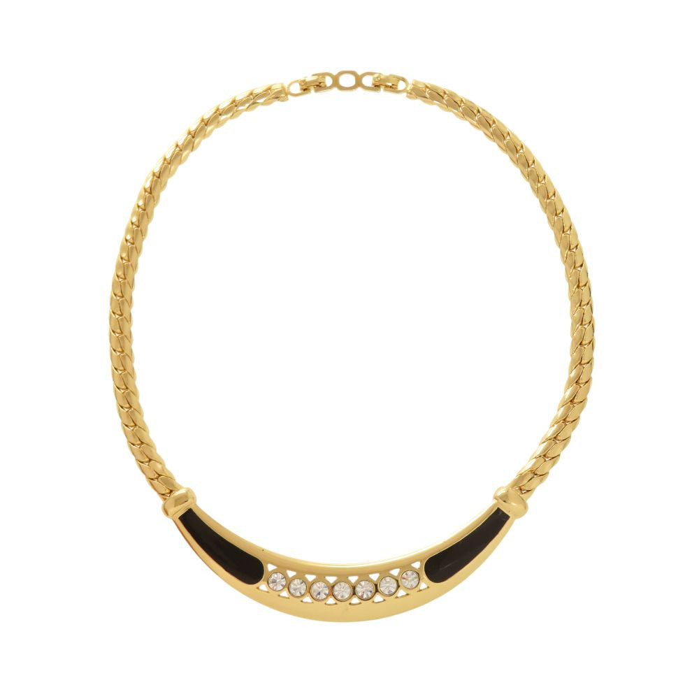 美品 クリスチャンディオール ヴィンテージ チョーカー ネックレス ストーン メタル ゴールド 0080【中古】Christian Dior