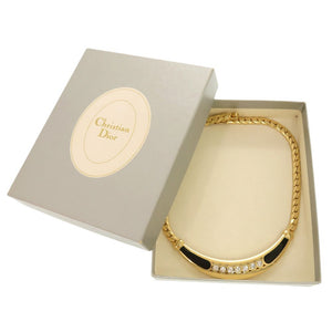 美品 クリスチャンディオール ヴィンテージ チョーカー ネックレス ストーン メタル ゴールド 0080【中古】Christian Dior