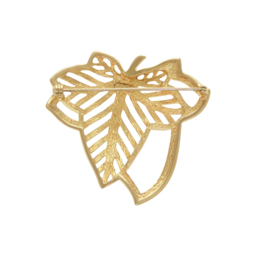 美品 クリスチャンディオール ヴィンテージ リーフモチーフ メタル ゴールド ブローチ 0084【中古】Christian Dior