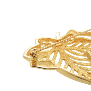 美品 クリスチャンディオール ヴィンテージ リーフモチーフ メタル ゴールド ブローチ 0084【中古】Christian Dior
