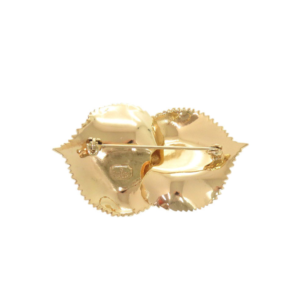 美品 クリスチャンディオール リーフモチーフ メタル ゴールド ブローチ 0085【中古】Christian Dior