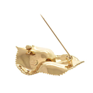 美品 クリスチャンディオール リーフモチーフ メタル ゴールド ブローチ 0085【中古】Christian Dior
