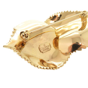 美品 クリスチャンディオール リーフモチーフ メタル ゴールド ブローチ 0085【中古】Christian Dior