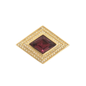 美品 クリスチャンディオール メタル ラインストーン カラーストーン ゴールド ブローチ 0086【中古】Christian Dior